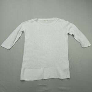 Eileen Fisher Womens Organic Linen Tunic Sweater White Small Costal Grandma